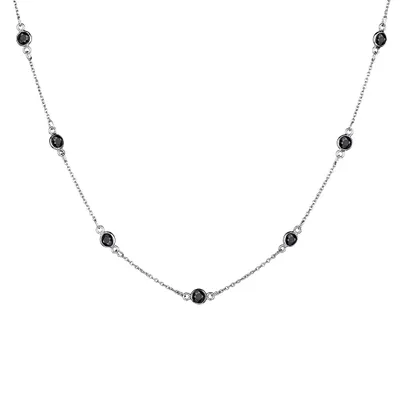 Genuine Black Sapphire Necklace, Silver.....................NOW
