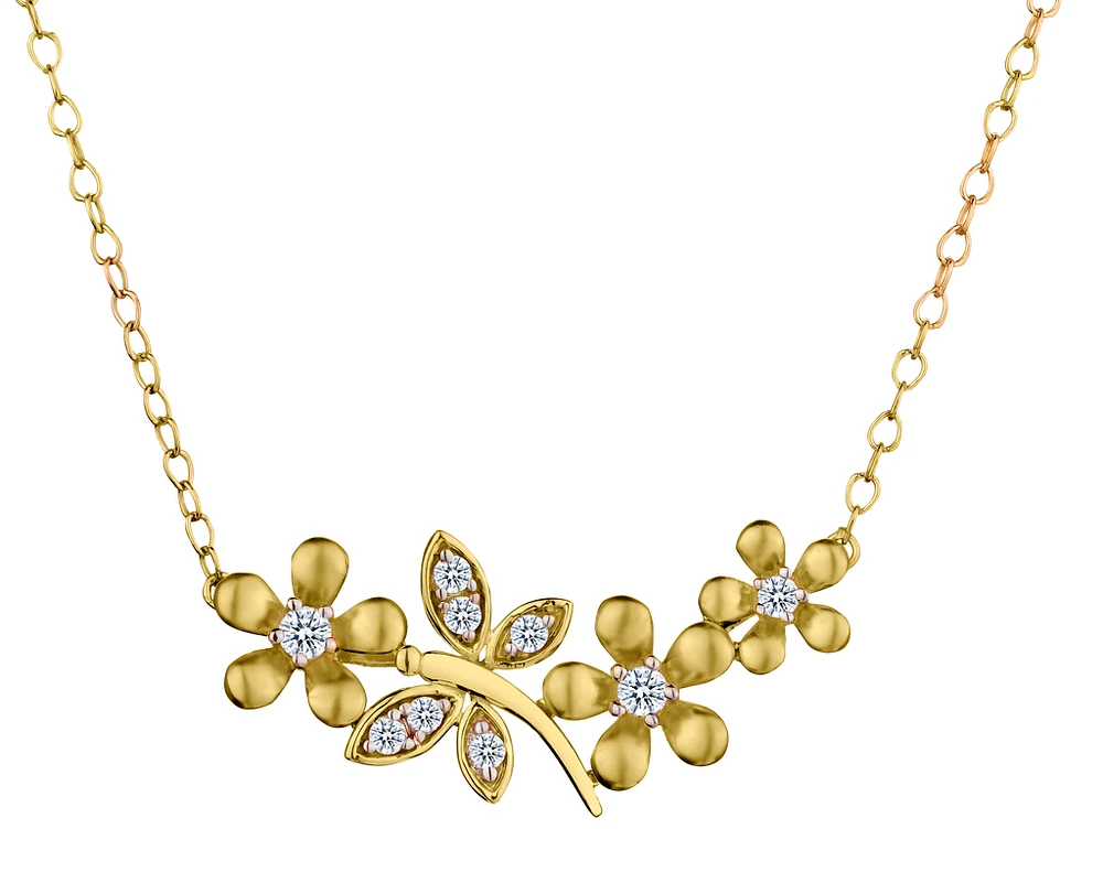 .15 Carat of Diamonds "Flower & Dragonfly" Necklace, 10kt Two Tone.....................NOW