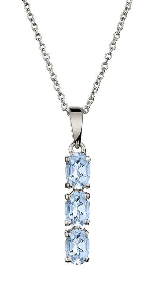 Genuine Aquamarine "Past, Present, Future" Pendant, Sterling Silver......................NOW