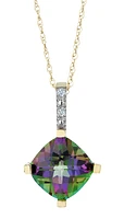 Genuine Mystic Topaz and .03 Carat of Diamonds Pendant, 10kt Yellow Gold.....................NOW