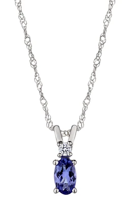 Genuine Tanzanite & 0.03 Carat of Diamonds Pendant, 14kt White Gold.....................NOW