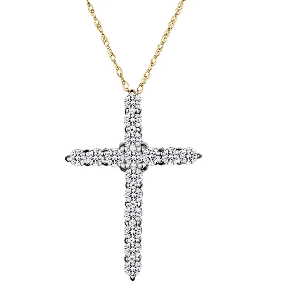 .75 Carat of Diamonds Round Brilliant Cut Cross Pendant,  14kt Yellow Gold….....................NOW