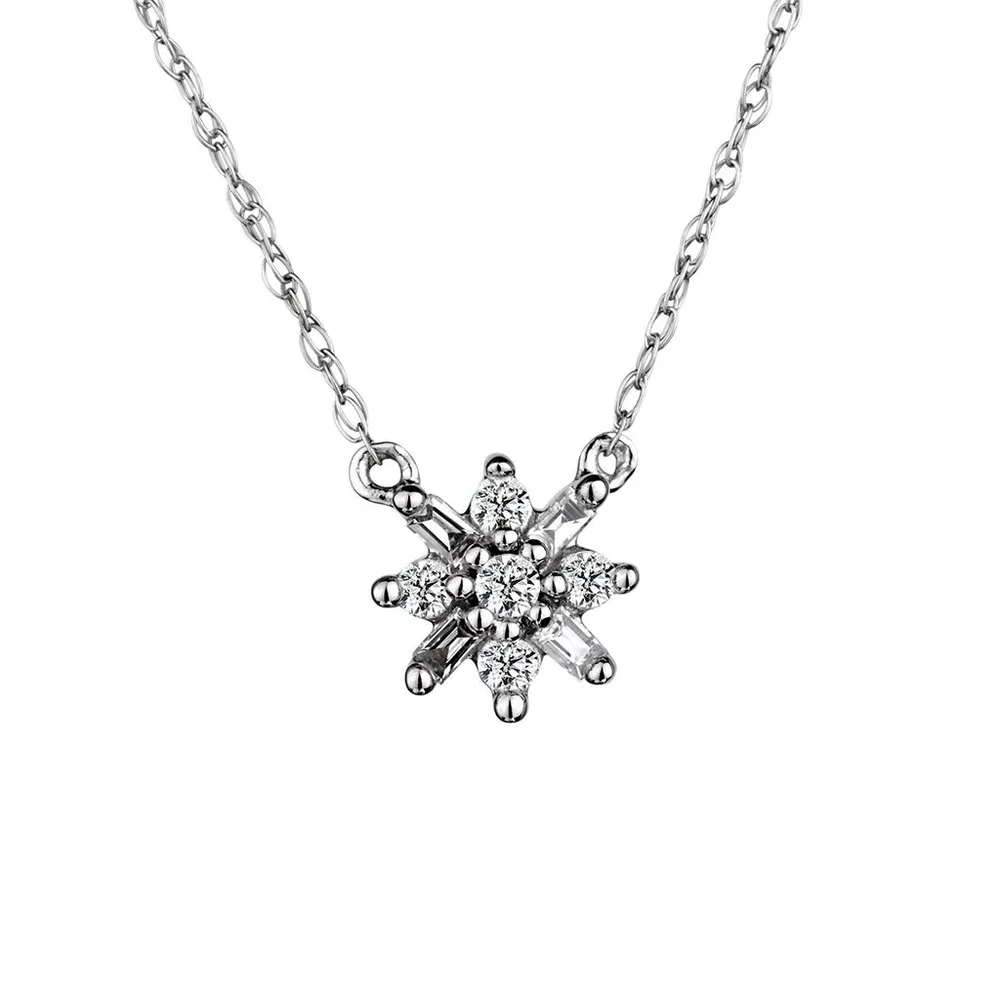 .10 Carat Diamond "Snowflake" Pendant, 10kt White Gold, With 10kt White Gold Chain.....................NOW