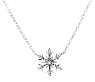 .05 Carat of Diamonds "Snowflake" Pendant, 14kt White Gold.....................NOW