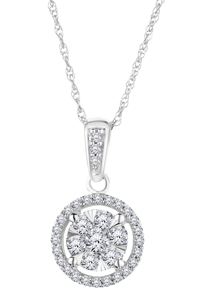 .25 Carat of Lab Grown Diamonds Halo Pendant, 10kt White Gold.....................NOW