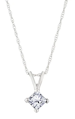 .33 Carat of Lab Grown Diamond Princess Cut Pendant, 14kt White Gold.....................NOW
