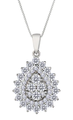1.00 Carat of Lab Grown Diamonds "Double Halo" Pendant, 10kt White Gold.....................NOW