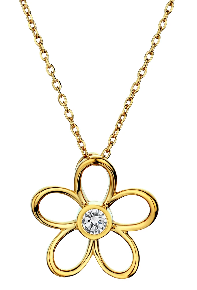 .10 Carat of Diamond "Flower" Pendant, Silver & 14kt Yellow Gold.....................NOW