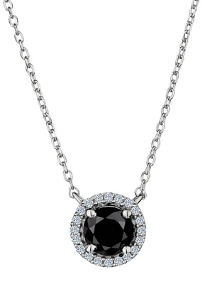 1.00 Carat of Black and White Diamonds Halo Pendant, Silver.....................NOW