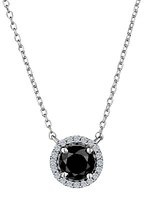 1.00 Carat of Black and White Diamonds Halo Pendant, Silver.....................NOW