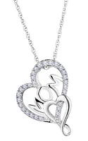 Created White Sapphire "Mom" Heart Pendant, Silver.....................NOW