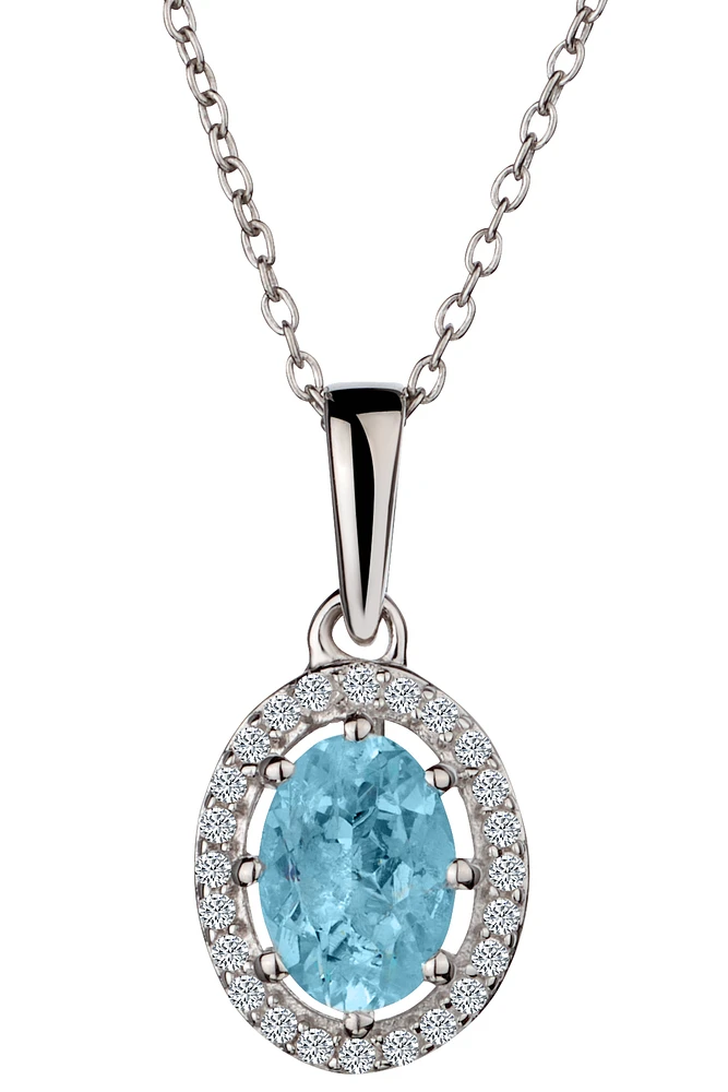 Genuine Aquamarine & Zircon Pendant, Silver.....................NOW