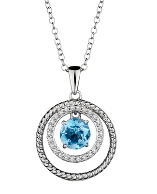 Silver, Genuine Blue & White Topaz, "Shimmer" Pendant.....................NOW