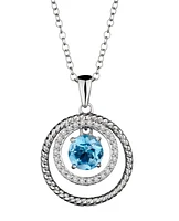Silver, Genuine Blue & White Topaz, "Shimmer" Pendant.....................NOW