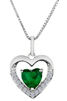 Create Emerald & White Sapphire Heart Pendant, Silver.....................NOW