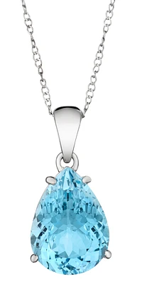 10.00 Carat of Genuine Blue Topaz Pear Shape Pendant, Silver.....................NOW