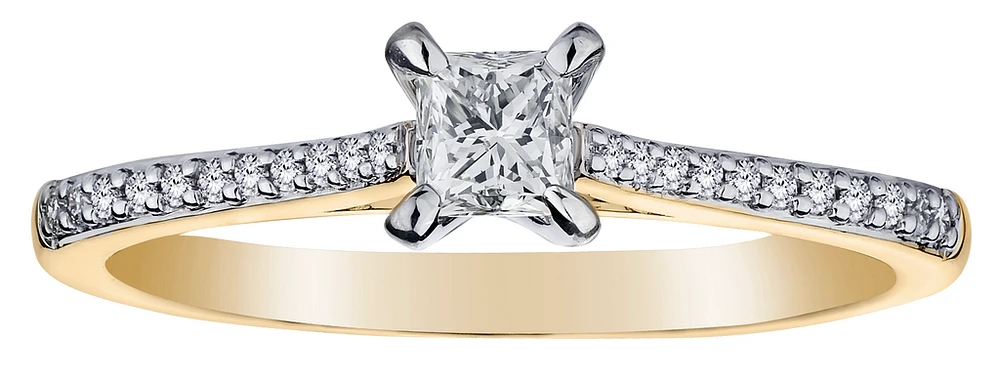 .65 Carat of Canadian Diamonds "Princess" Engagement Ring, 10kt Two Tone.....................NOW