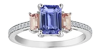 Genuine Tanzanite, Champaign Garnet, & .08 Carat of Diamonds Ring, 14kt White Gold.....................NOW