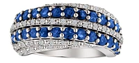 Australian Blue Sapphire & White Zircon Ring, Silver.....................NOW