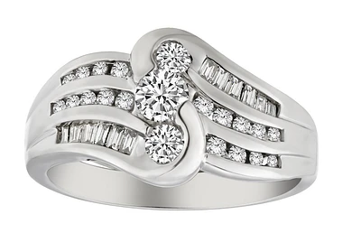 .75 Carat of Diamonds "Past, Present, Future" Ring, 14kt White Gold.....................NOW