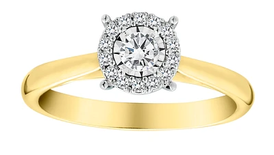 .25 Carat of Diamonds "Miracle" Halo Ring, 10kt Yellow Gold.....................NOW