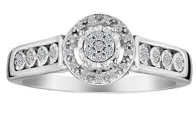 .11 Carat of Diamonds Cluster Halo Ring, Silver.....................NOW