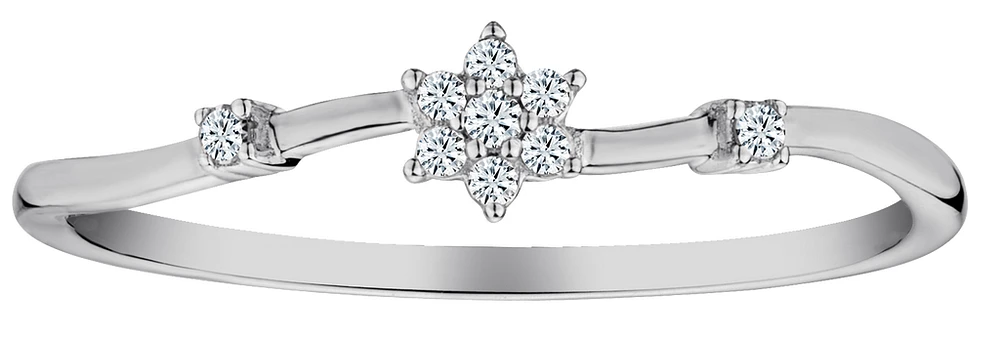 .05 Carat of Diamonds "Flower" Ring, 10kt White Gold.....................NOW