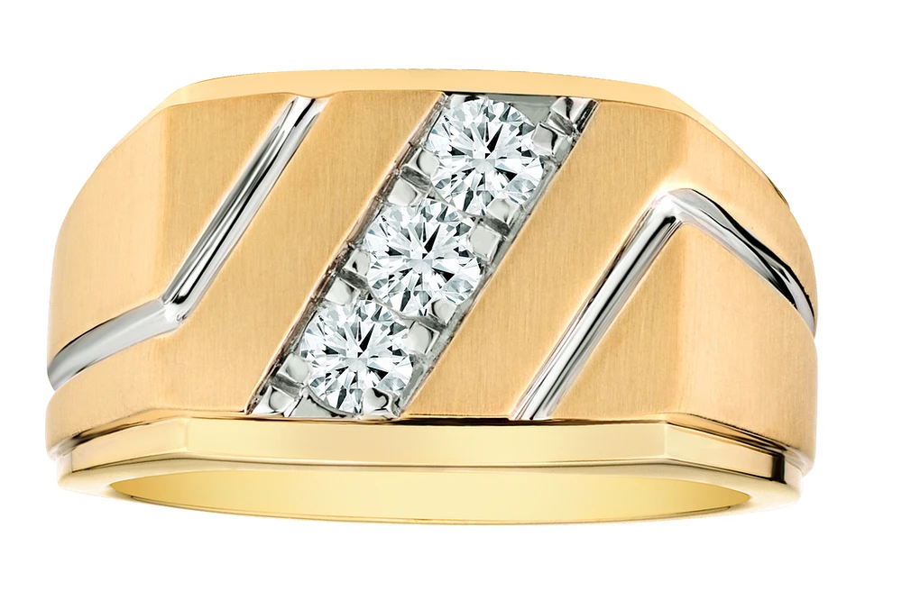 .50 Carat of Lab Grown Diamonds "Past, Present, Future" Men's Ring, 10kt Yellow Gold.....................NOW