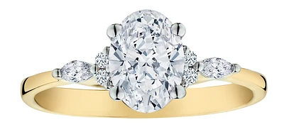 1.11 Carat of Lab Grown Diamonds Engagement Ring, 14kt Two Tone.....................NOW