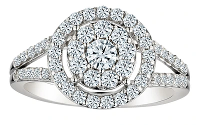 .75 Carat of Lab Grown Diamond Double Halo Ring, 10kt White Gold.....................NOW