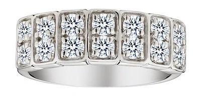 1.06 Carat of Lab Grown Diamonds Two Row" Ring, Silver.....................NOW