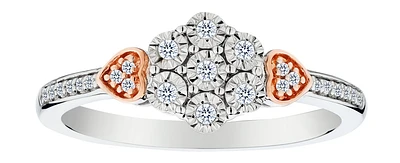 .10 Carat of Lab Grown Diamonds "Hearts & Flower" Ring, Silver.....................NOW