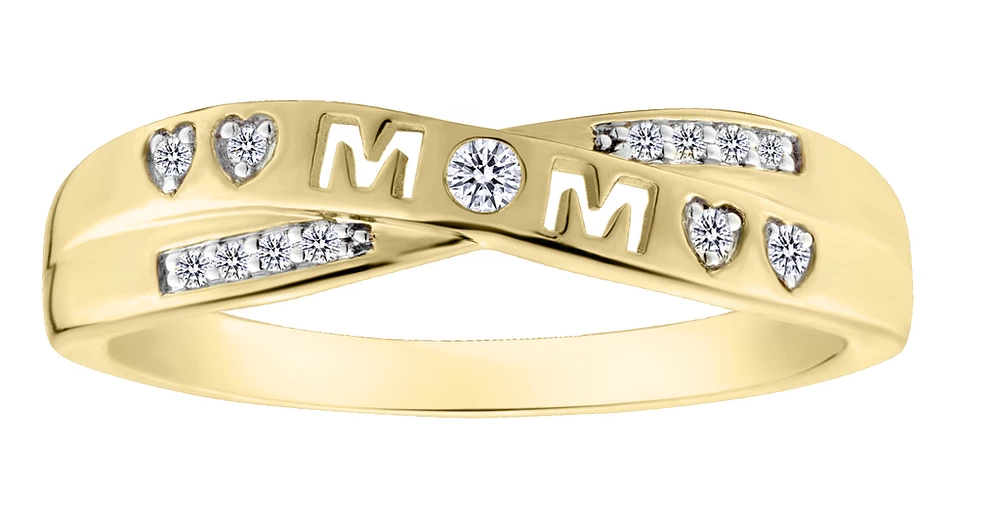 .07 Carat of Lab Grown Diamonds "Mom" Ring, 10kt Yellow Gold.....................NOW