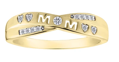 .07 Carat of Lab Grown Diamonds "Mom" Ring, 10kt Yellow Gold.....................NOW
