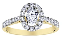 .87 Carat of Lab Grown Diamonds Oval Halo Engagement Ring, 10kt Yellow Gold.....................NOW