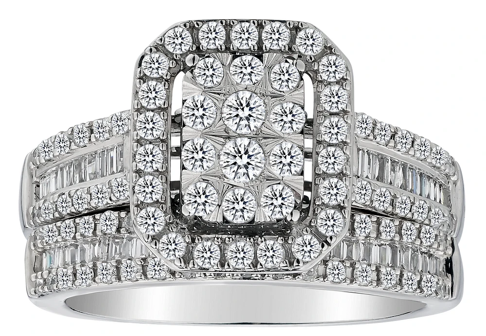 1.00 Carat of Diamonds Halo Ring Set, 10kt White Gold......................................NOW