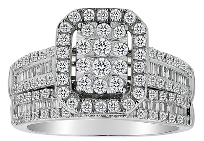 1.00 Carat of Diamonds Halo Ring Set, 10kt White Gold......................................NOW
