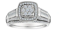 .50 Carat of Diamonds Halo Ring Set, Silver.....................NOW