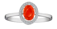 Genuine Orange Ethiopian Opal & White Zircon Ring, Silver.....................NOW