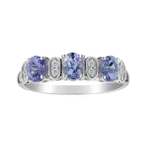 .95 Carat Genuine Tanzanite & White Zircon "Past, Present, Future" Ring, Silver.....................NOW