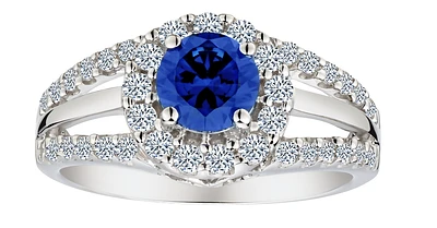 Created Blue & White Sapphire "Regal" Ring, Silver.....................NOW