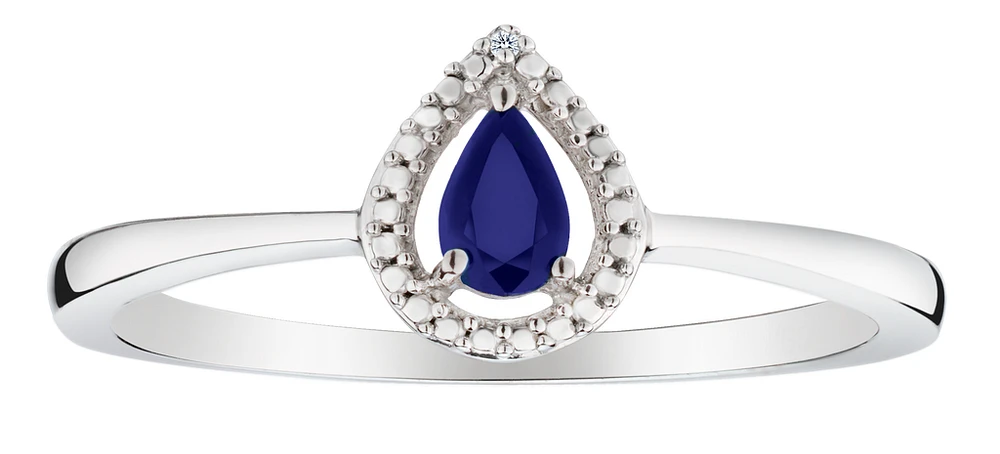 Genuine Blue Sapphire & Diamonds Halo Ring, Silver.....................NOW