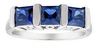 2.00 Carat of Blue Sapphire "Mom" Past, Present, Future Ring, Silver.....................NOW