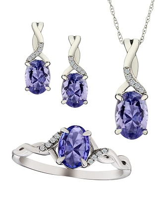 Genuine Tanzanite and Diamonds Set, 10kt White Gold.....................NOW