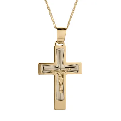 Fancy Italian Crucifix Cross, 10kt Yellow and White Gold (Two Tone) .....................Now