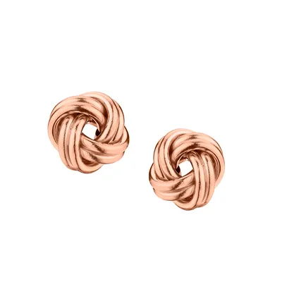 10kt ROSE GOLD, LARGE LOVE KNOT STUD EARRINGS.............NOW