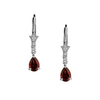 Created White Sapphire & Garnet Drop Earrings