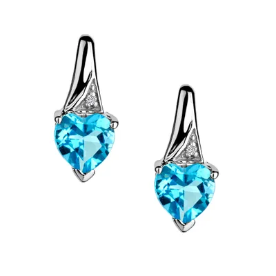 Genuine Blue Topaz Diamond Stud Earrings, Silver.....................NOW