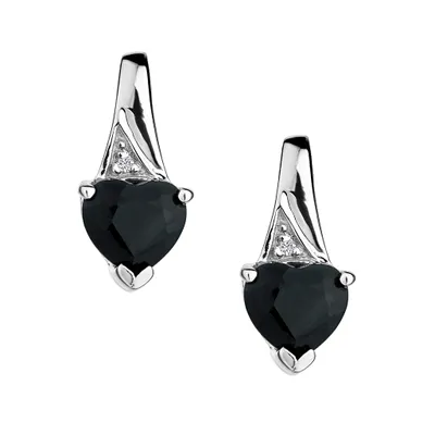 Genuine Black Sapphire Diamond Earrings, Silver......................NOW