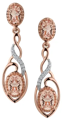 2.44 Carat Genuine Morganite and White Topaz Earrings, Sterling Silver.......................NOW